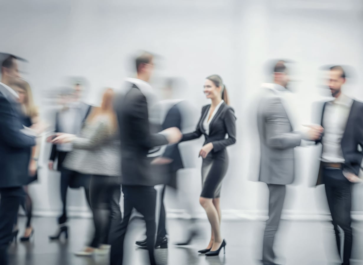 Business professionals interacting and collaborating in a corporate environment